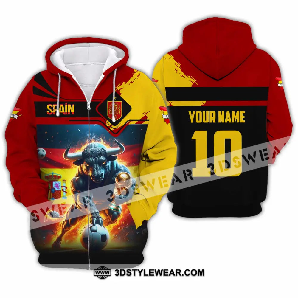 Unisex Shirt - Custom Spain 3D Shirt Zipper Hoodie / S T-shirt