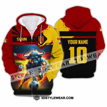 Unisex Shirt - Custom Spain 3D Shirt Zipper Hoodie / S T-shirt