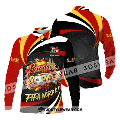 Unisex Shirt - Custom Spain Fifa World Cup 2026 3D Shirt Long Sleeve Polo / S T-shirt