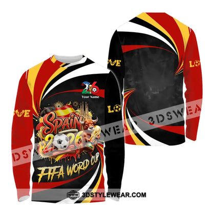 Unisex Shirt - Custom Spain Fifa World Cup 2026 3D Shirt Long Sleeve Shirt / S T-shirt