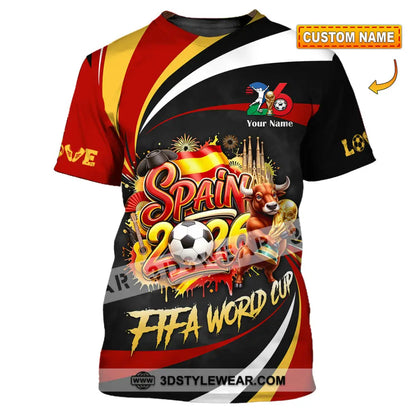Unisex Shirt - Custom Spain Fifa World Cup 2026 3D Shirt T-shirt
