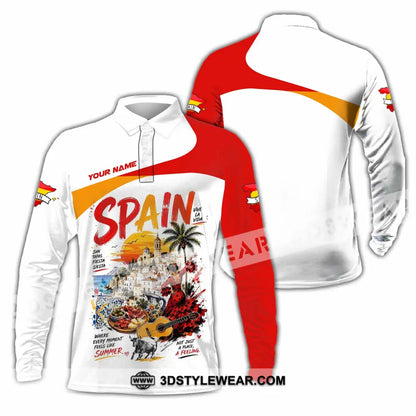 Unisex Shirt - Custom Spain Shirt - Long Sleeve Polo / S - T-shirt