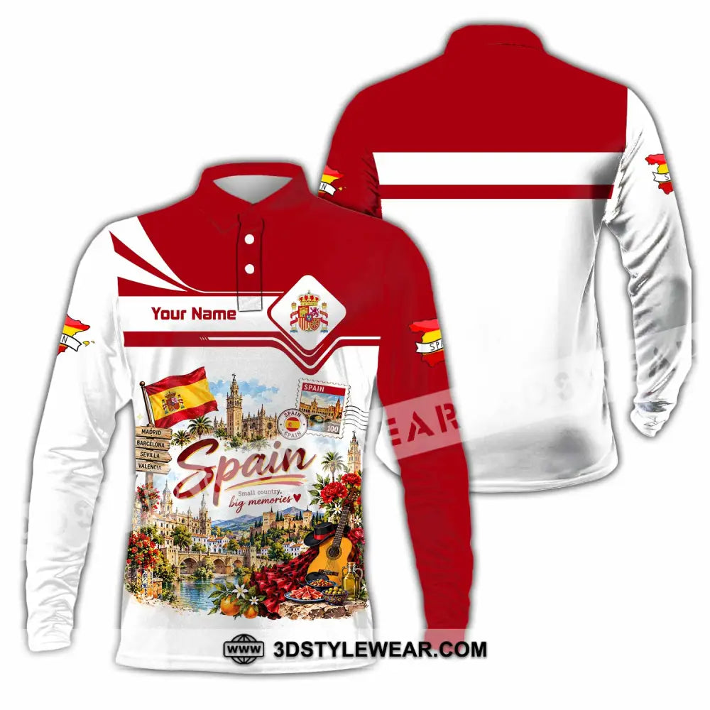 Unisex Shirt - Custom Spain Shirt - Long Sleeve Polo / S - T-shirt