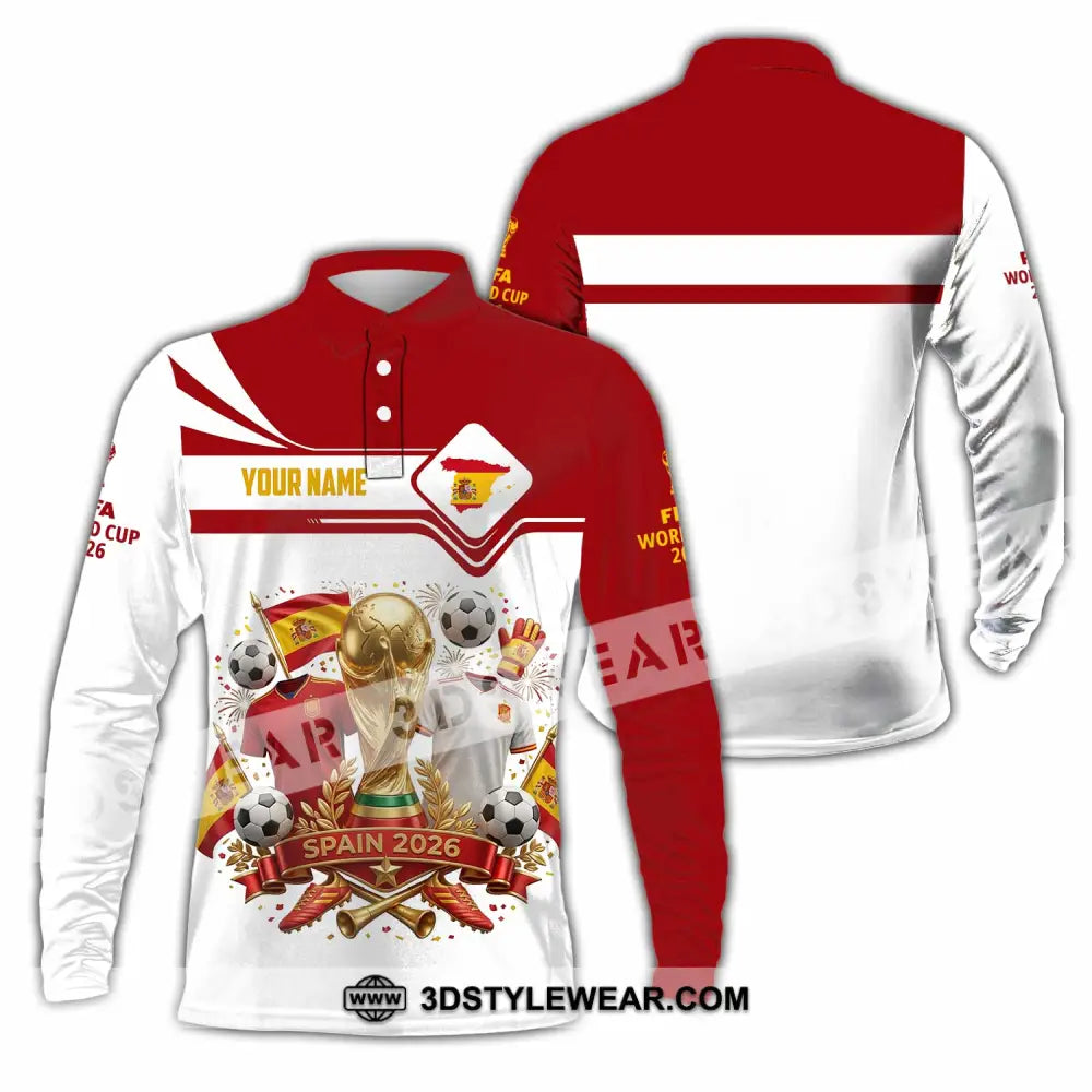 Unisex Shirt - Custom Spain World Cup 2026 3D Shirt - Long Sleeve Polo / S - T-shirt