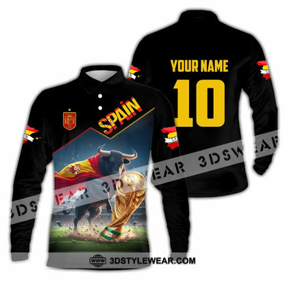 Unisex Shirt - Custom Spain World Cup 2026 3D Shirt Long Sleeve Polo / S T-shirt