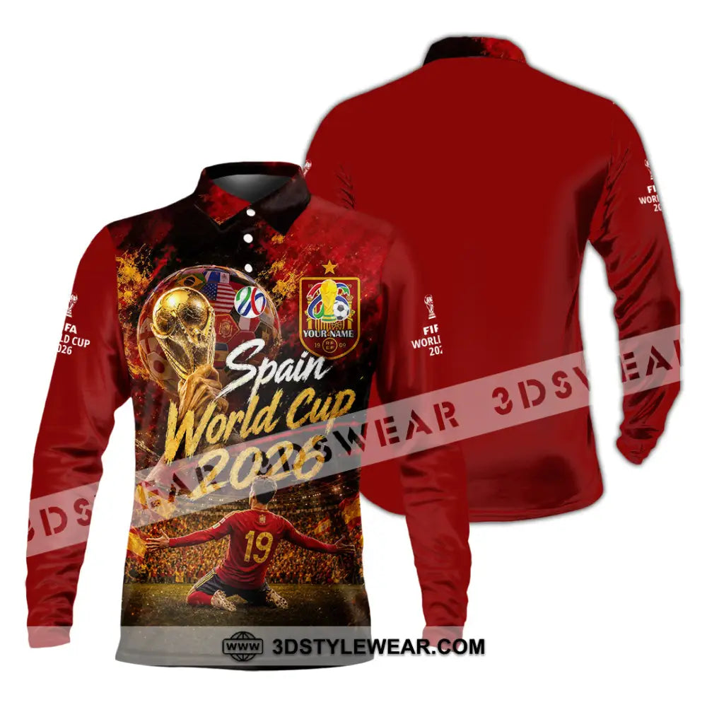 Unisex Shirt - Custom Spain World Cup 2026 Shirt - Long Sleeve Polo / S - T-shirt