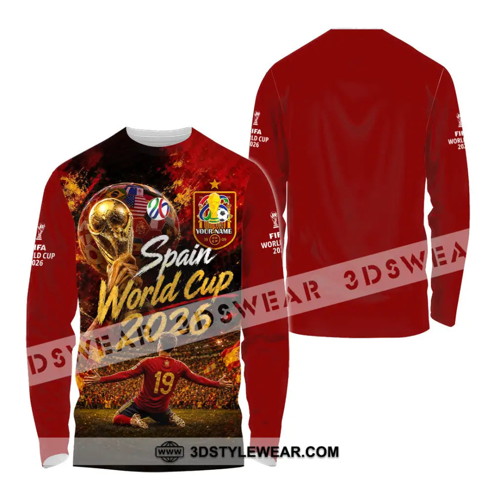 Unisex Shirt - Custom Spain World Cup 2026 Shirt - Long Sleeve Shirt / S - T-shirt