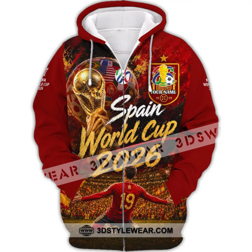 Unisex Shirt - Custom Spain World Cup 2026 Shirt - Zipper Hoodie / S - T-shirt