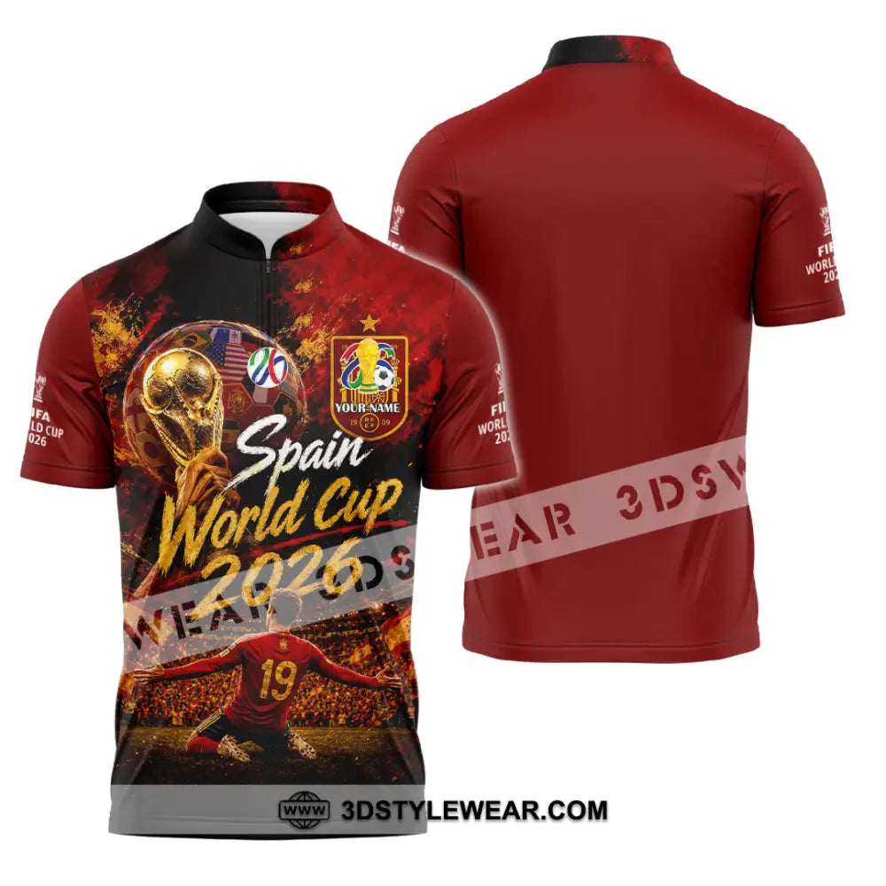 Unisex Shirt - Custom Spain World Cup 2026 Shirt - Zipper Polo Shirt / S - T-shirt