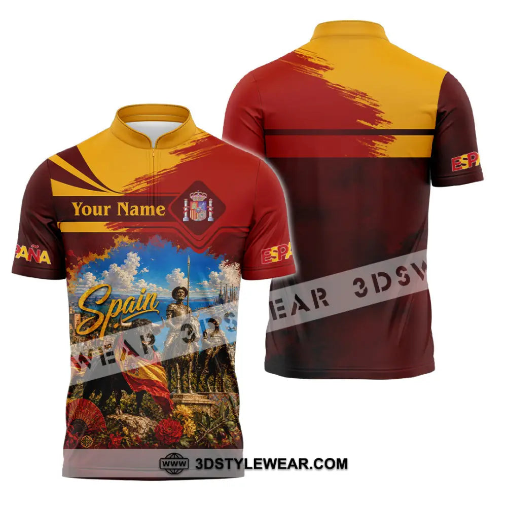 Unisex Shirt - Custom Spain Shirt - Zipper Polo Shirt / S - T-shirt