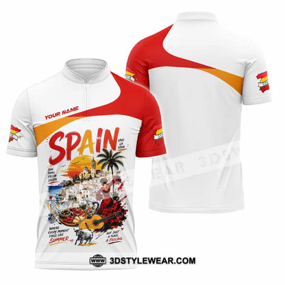 Unisex Shirt - Custom Spain Shirt - Zipper Polo Shirt / S - T-shirt