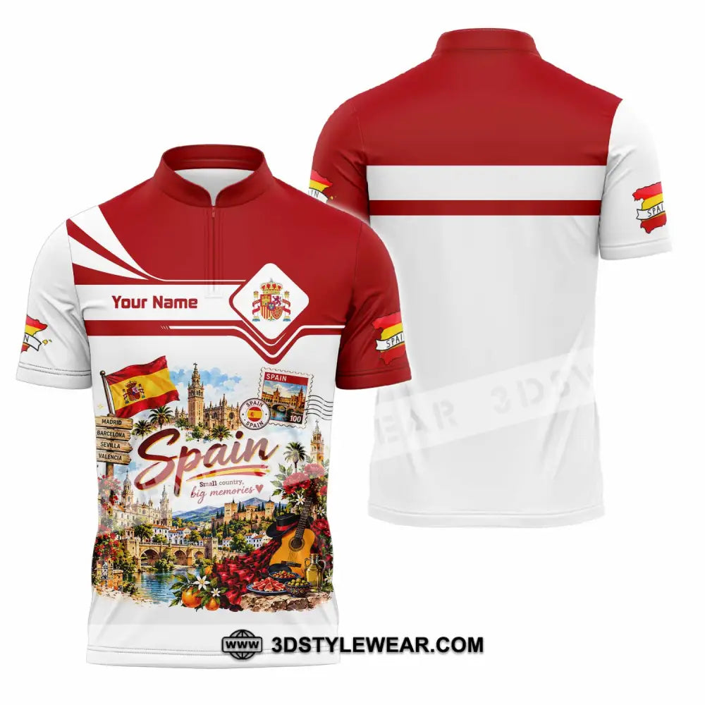 Unisex Shirt - Custom Spain Shirt - Zipper Polo Shirt / S - T-shirt