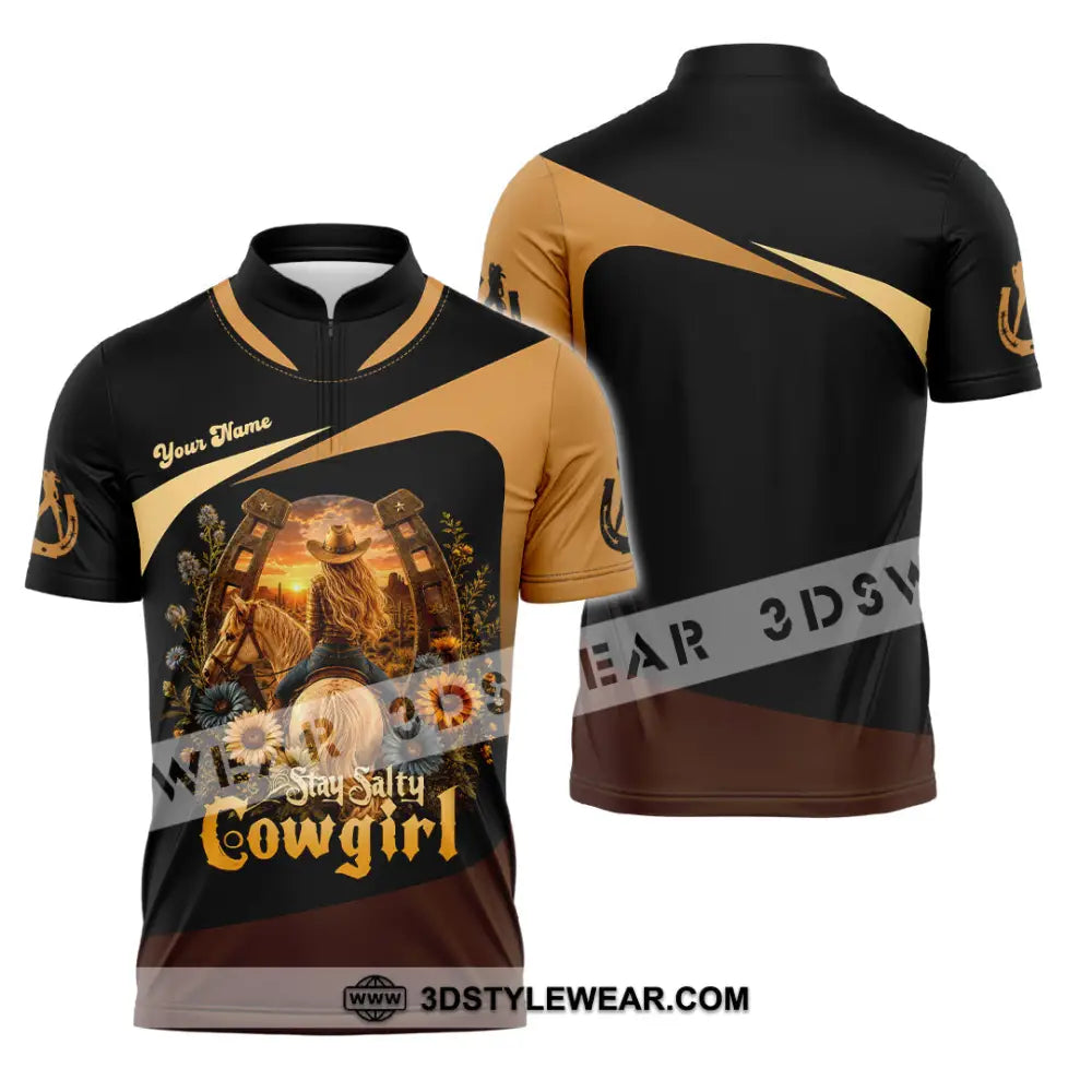 Unisex Shirt - Custom Stay Salty Cowgirl Shirt - Zipper Polo Shirt / S - T-shirt
