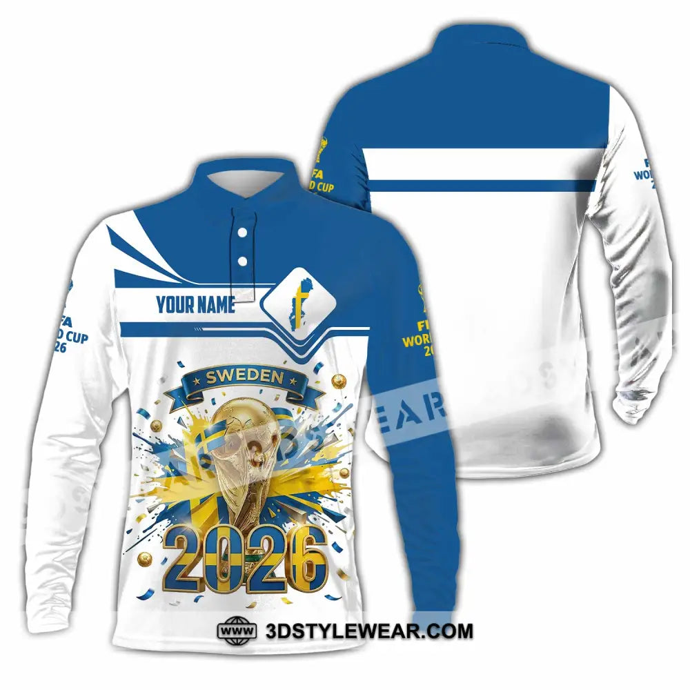 Unisex Shirt - Custom Sweden World Cup 2026 3D Shirt - Long Sleeve Polo / S - T-shirt