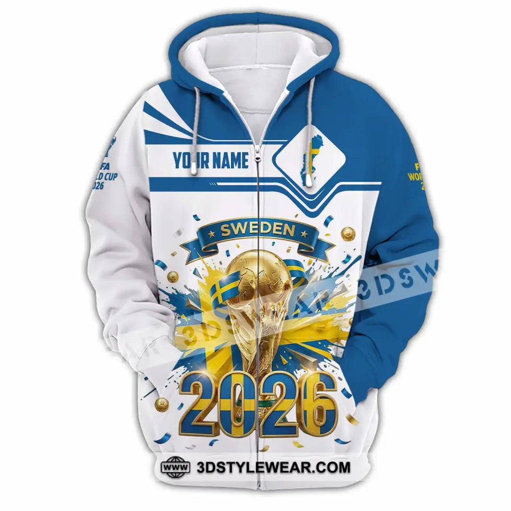 Unisex Shirt - Custom Sweden World Cup 2026 3D Shirt - Zipper Hoodie / S - T-shirt