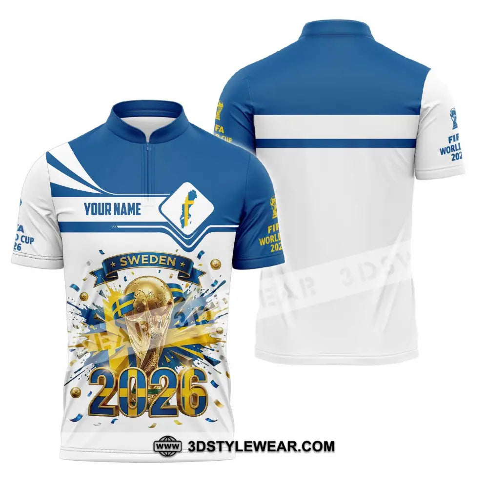 Unisex Shirt - Custom Sweden World Cup 2026 3D Shirt - Zipper Polo Shirt / S - T-shirt