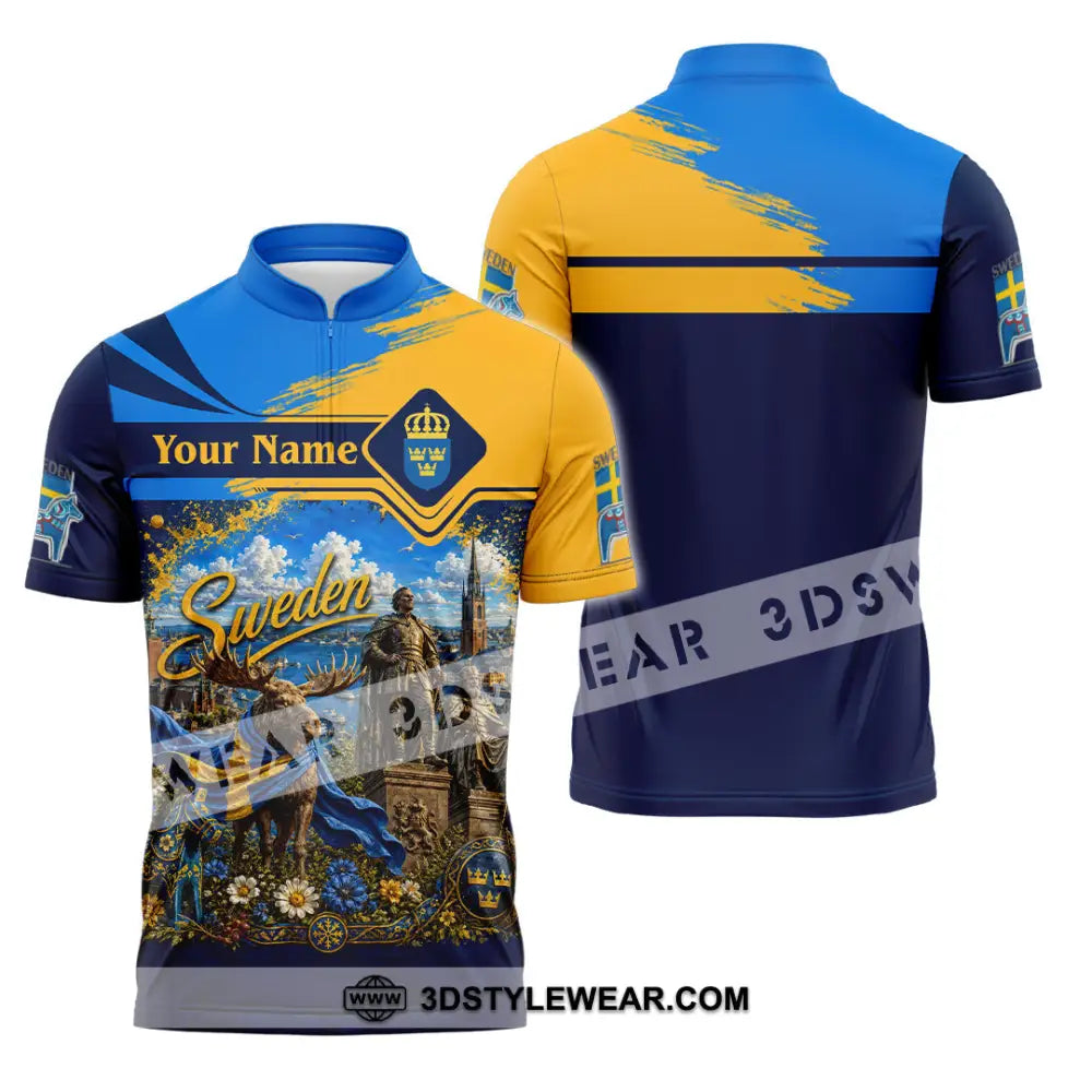 Unisex Shirt - Custom Sweden Shirt - Zipper Polo Shirt / S - T-shirt