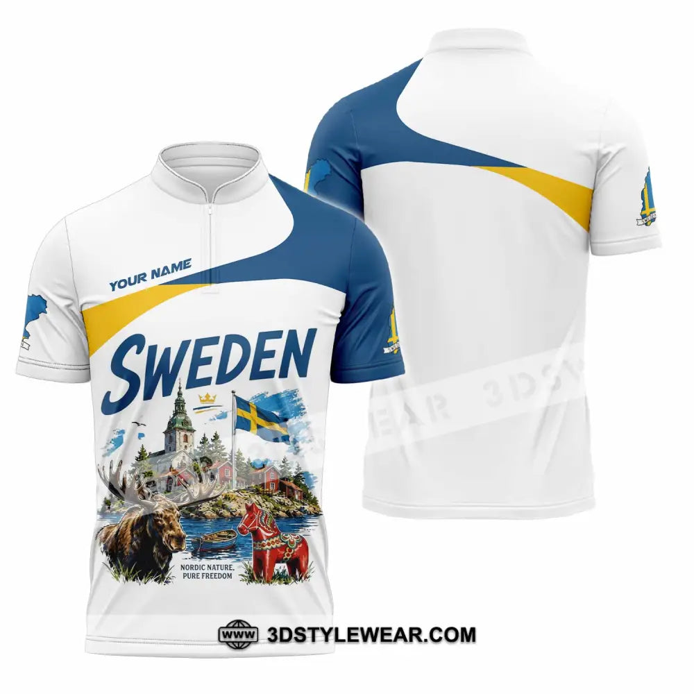 Unisex Shirt - Custom Sweden Shirt - Zipper Polo Shirt / S - T-shirt