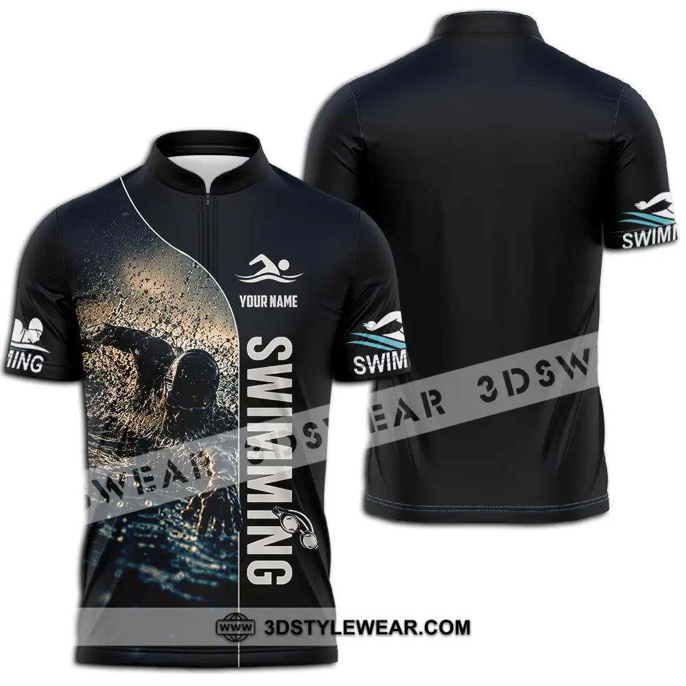 Unisex Shirt - Custom Swimming Shirt - Zipper Polo Shirt / S - T-shirt