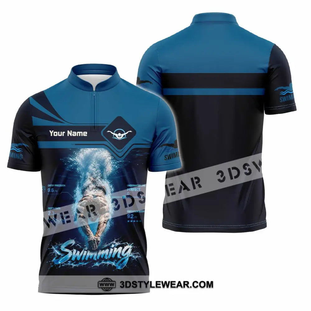 Unisex Shirt - Custom Swimming Shirt - Zipper Polo Shirt / S - T-shirt