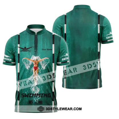 Unisex Shirt - Custom Swimming Shirt - Zipper Polo Shirt / S - T-shirt