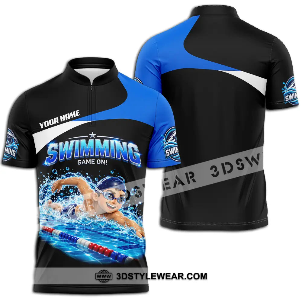 Unisex Shirt - Custom Swimming Shirt - Zipper Polo Shirt / S - T-shirt