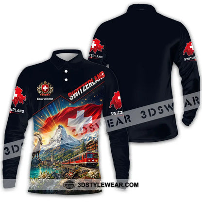 Unisex Shirt - Custom Switzerland Shirt - Long Sleeve Polo / S - T-shirt