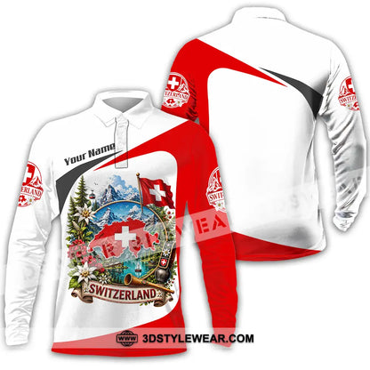 Unisex Shirt - Custom Switzerland Shirt - Long Sleeve Polo / S - T-shirt