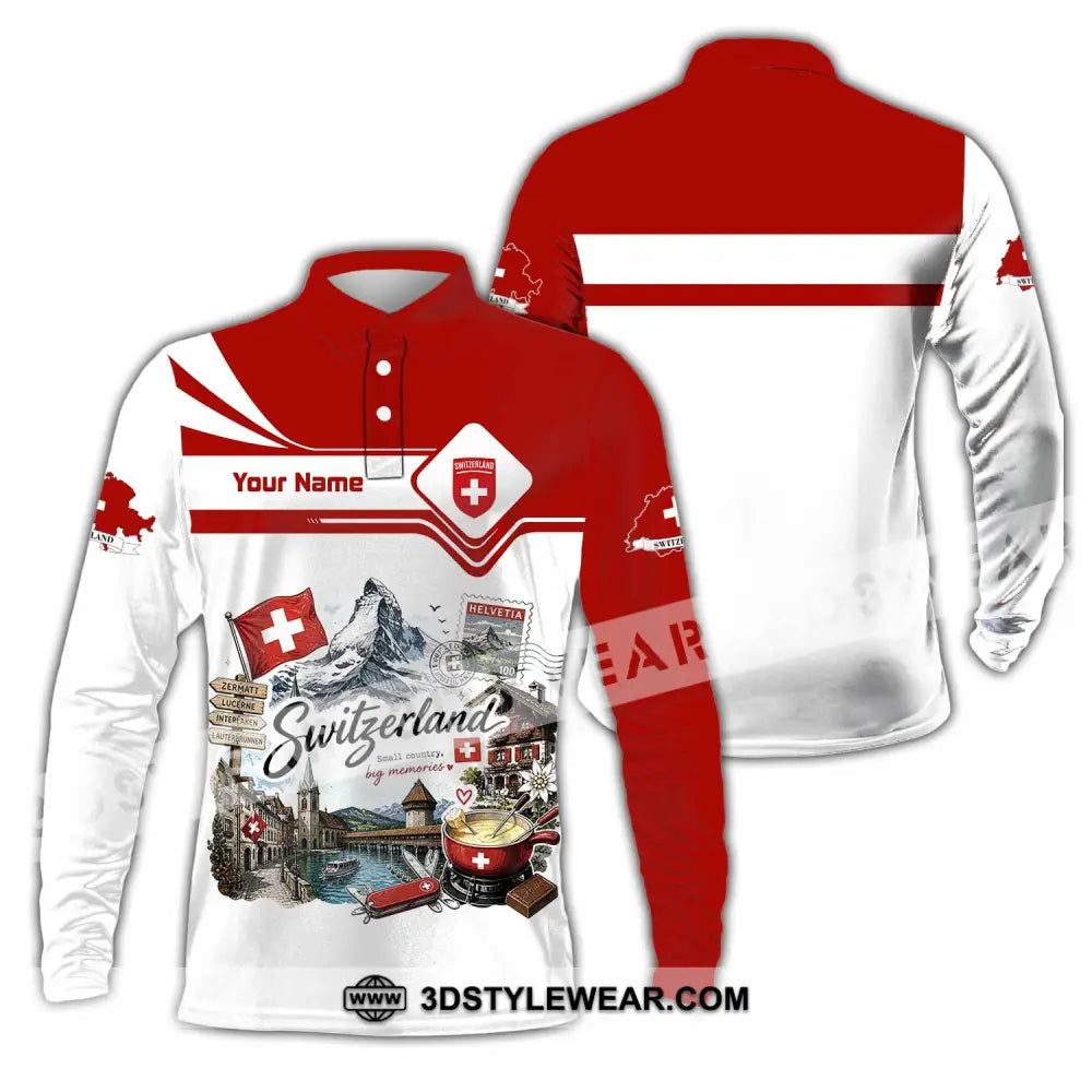Unisex Shirt - Custom Switzerland Shirt - Long Sleeve Polo / S - T-shirt