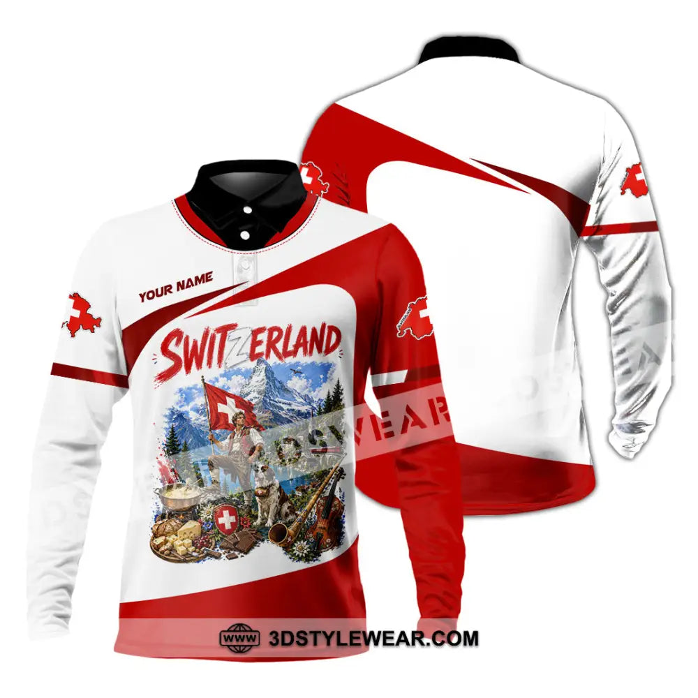 Unisex Shirt - Custom Switzerland Shirt - Long Sleeve Polo / S - T-shirt