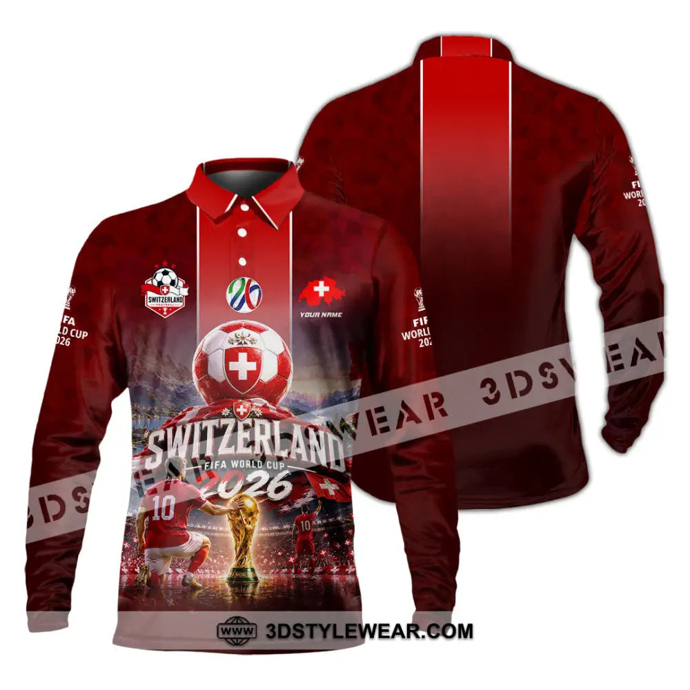 Unisex Shirt - Custom Switzerland World Cup 2026 Shirt - Long Sleeve Polo / S - T-shirt