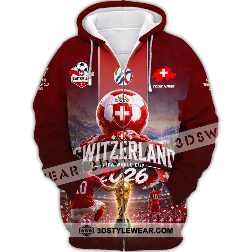 Unisex Shirt - Custom Switzerland World Cup 2026 Shirt - Zipper Hoodie / S - T-shirt