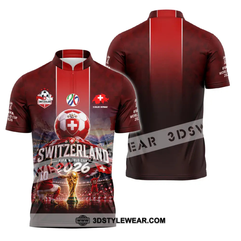 Unisex Shirt - Custom Switzerland World Cup 2026 Shirt - Zipper Polo Shirt / S - T-shirt