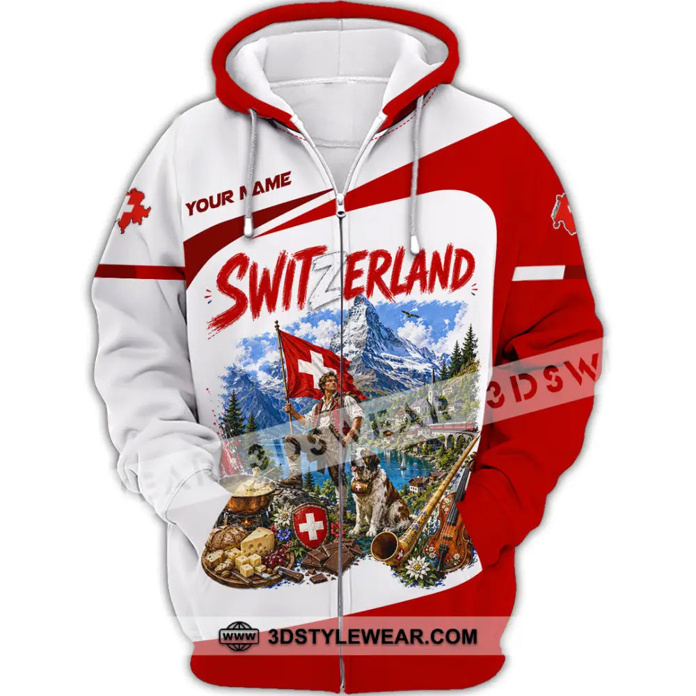 Unisex Shirt - Custom Switzerland Shirt - Zipper Hoodie / S - T-shirt