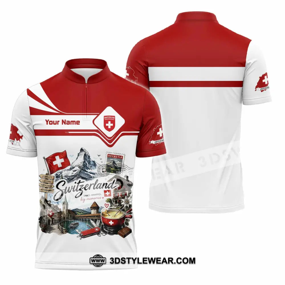 Unisex Shirt - Custom Switzerland Shirt - Zipper Polo Shirt / S - T-shirt
