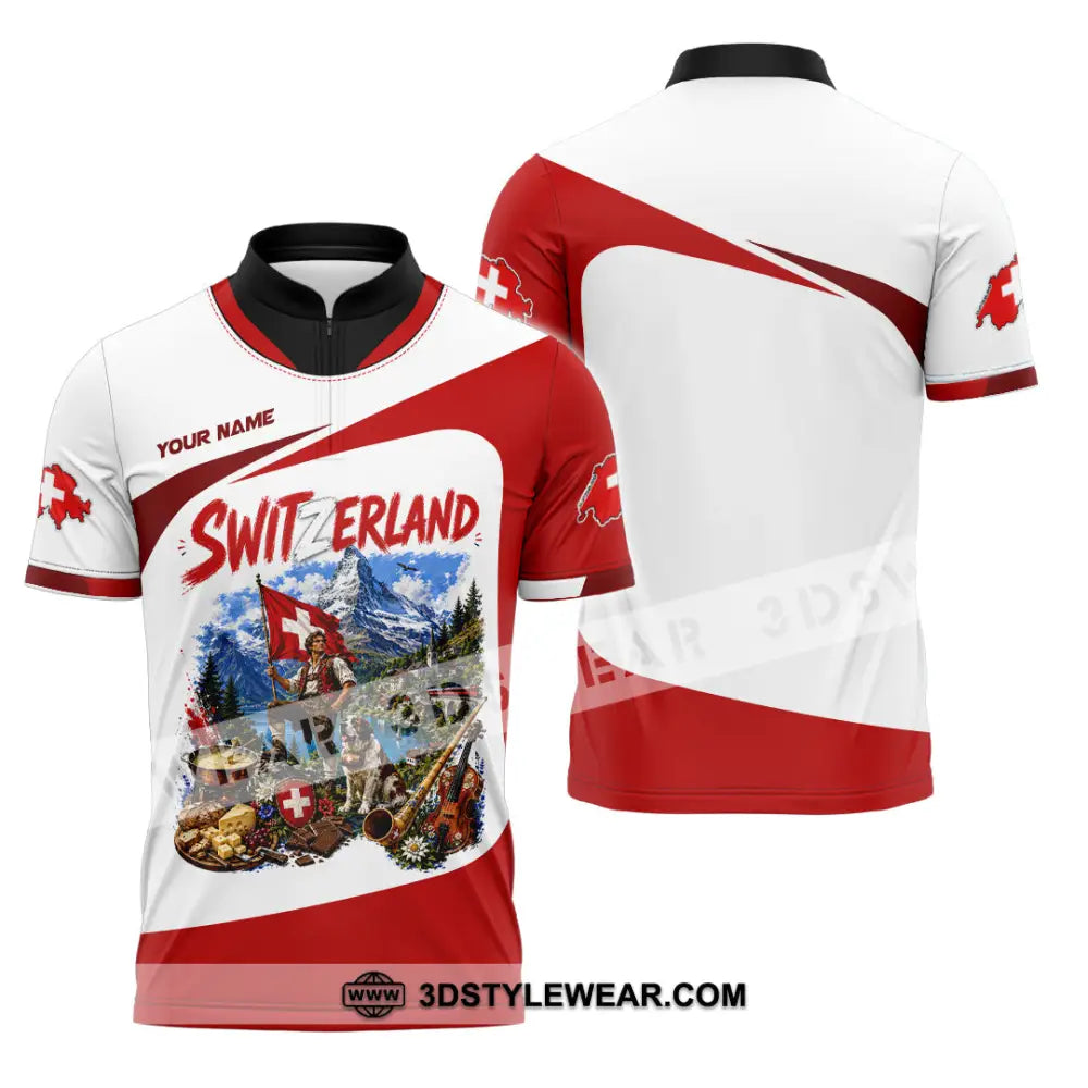 Unisex Shirt - Custom Switzerland Shirt - Zipper Polo Shirt / S - T-shirt