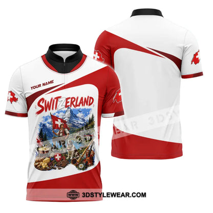 Unisex Shirt - Custom Switzerland Shirt - Zipper Polo Shirt / S - T-shirt