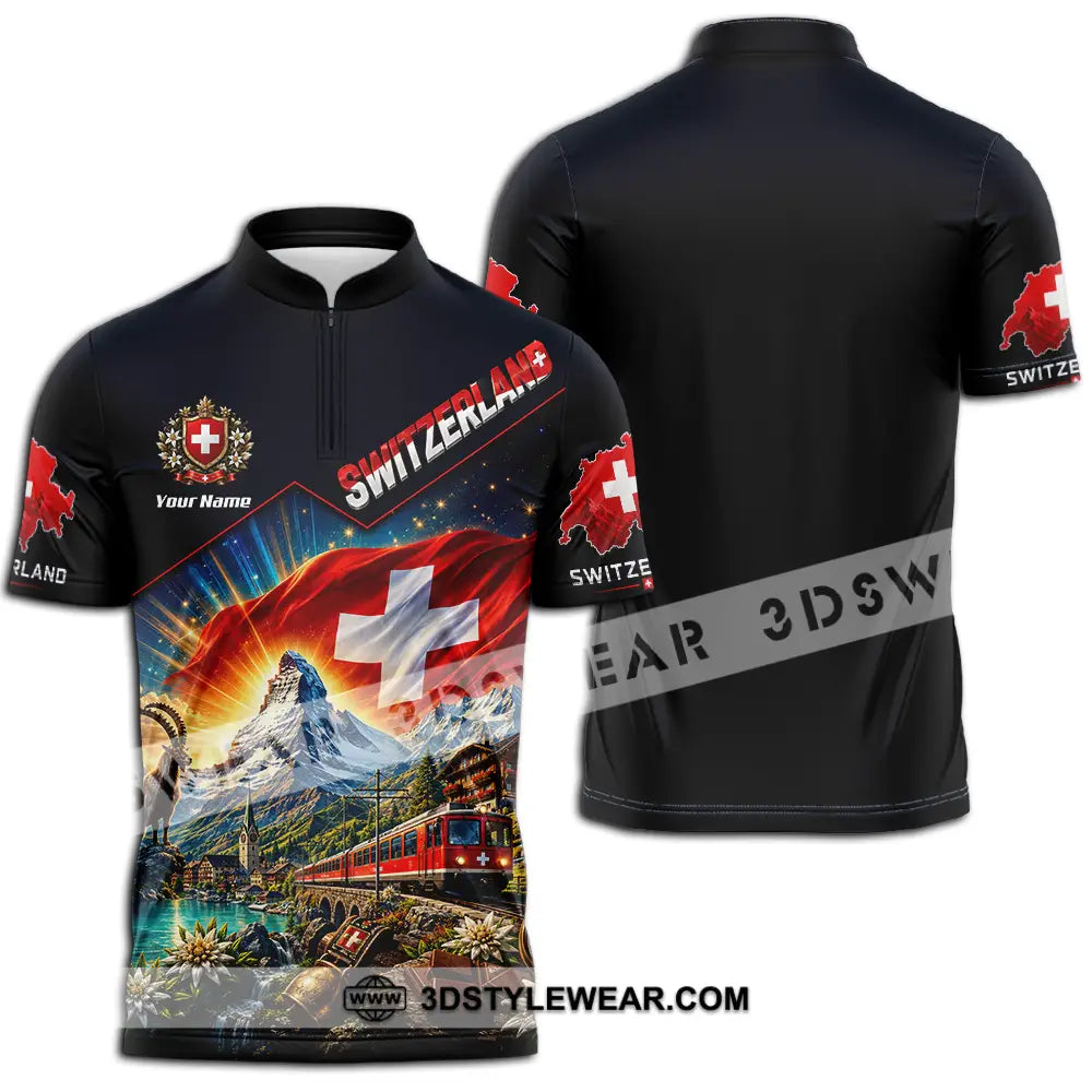 Unisex Shirt - Custom Switzerland Shirt - Zipper Polo Shirt / S - T-shirt
