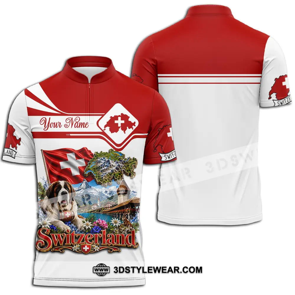 Unisex Shirt - Custom Switzerland Shirt - Zipper Polo Shirt / S - T-shirt