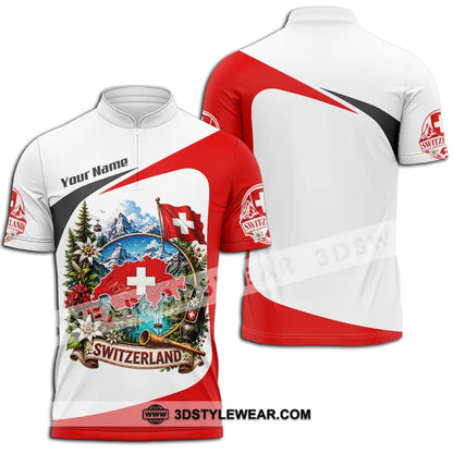 Unisex Shirt - Custom Switzerland Shirt - Zipper Polo Shirt / S - T-shirt