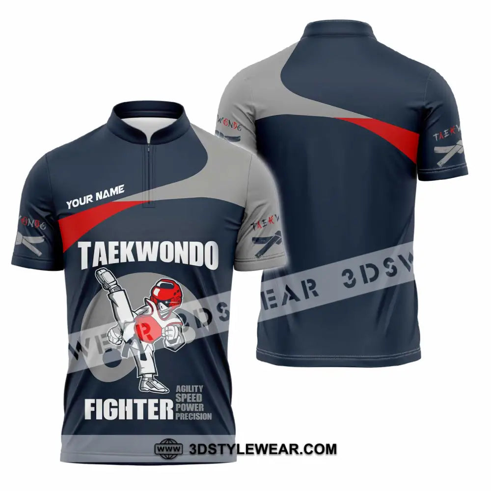 Unisex Shirt - Custom Taekwondo Fighter Shirt - Zipper Polo Shirt / S - T-shirt