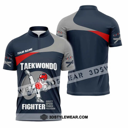 Unisex Shirt - Custom Taekwondo Fighter Shirt - Zipper Polo Shirt / S - T-shirt