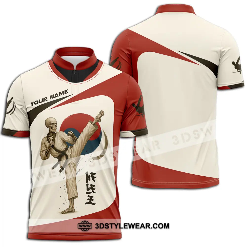Unisex Shirt - Custom Taekwondo Player Shirt - Zipper Polo Shirt / S - T-shirt