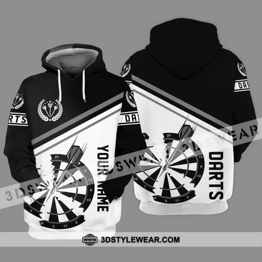 Unisex Shirt - Custom Text Black And White Darts Sport Shirt style option 3