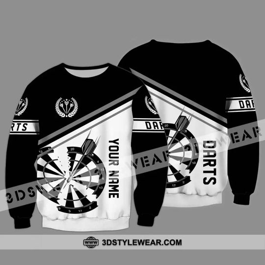 Unisex Shirt - Custom Text Black And White Darts Sport Shirt style option 4