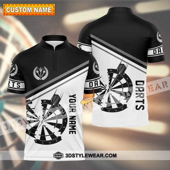 Unisex Shirt - Custom Text Black And White Darts Sport Shirt style option 1