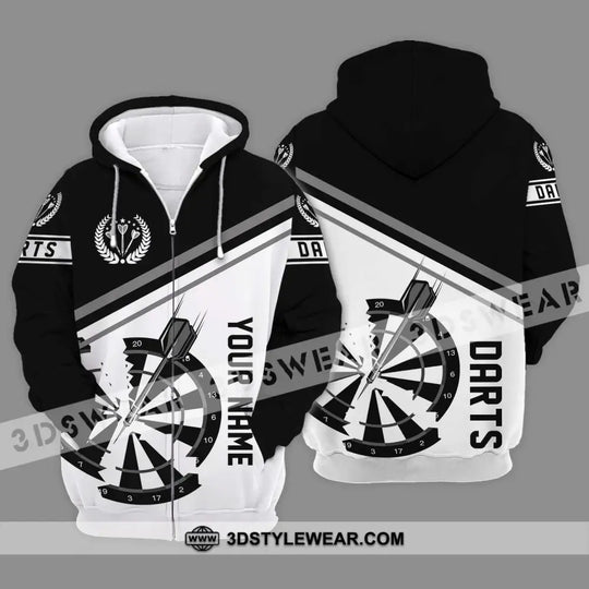 Unisex Shirt - Custom Text Black And White Darts Sport Shirt style option 2