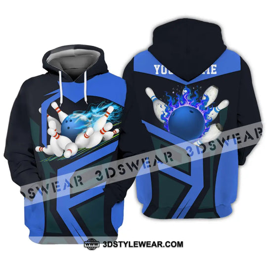 Unisex Shirt - Custom Text Blue Bowling Player Sport Shirt style option 3