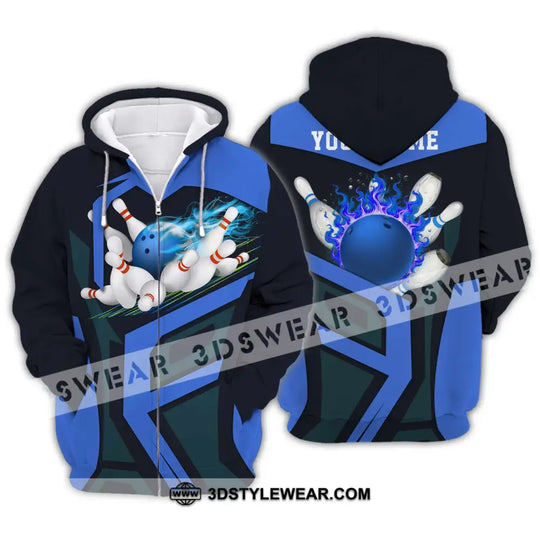 Unisex Shirt - Custom Text Blue Bowling Player Sport Shirt style option 2