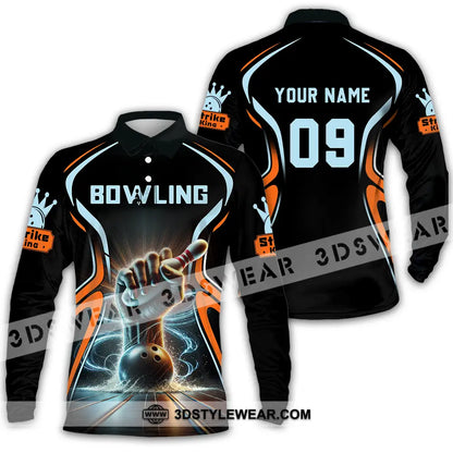 Unisex Shirt - Custom Text Shirt Bowling Long Sleeve Polo / S T-shirt